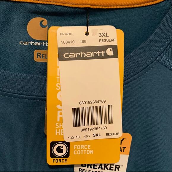 NWT Carhartt Men's Relaxed Fit Large Cotton Short-Sleeve T-Shirt Blue Size 3XL - Picture 7 of 11